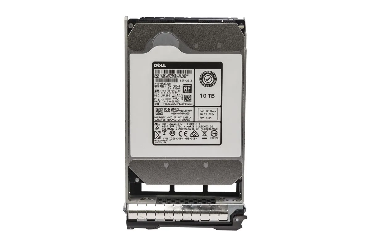 007FPR - Dell 10TB 7200RPM SAS 3.5-inch Hard Drive with Tray