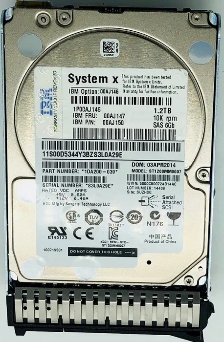00AJ146 - IBM 1.2TB 10000RPM 2.5-inch SAS 6GB/s G3 Hot Swapable Hard …