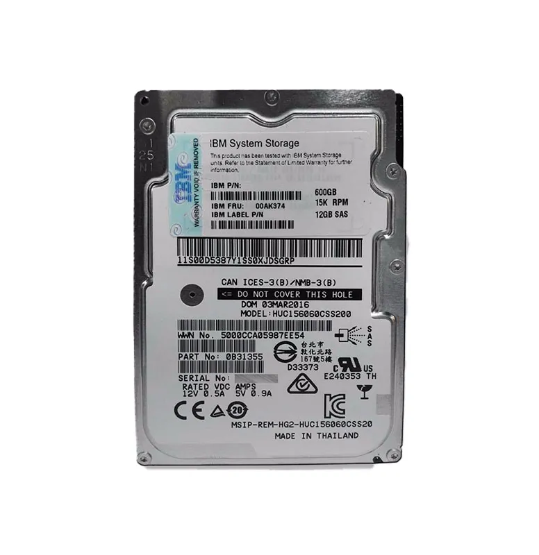 00AK374 - IBM 600GB 15000RPM SAS 12Gb/s 2.5-Inch Hard Drive with Tray