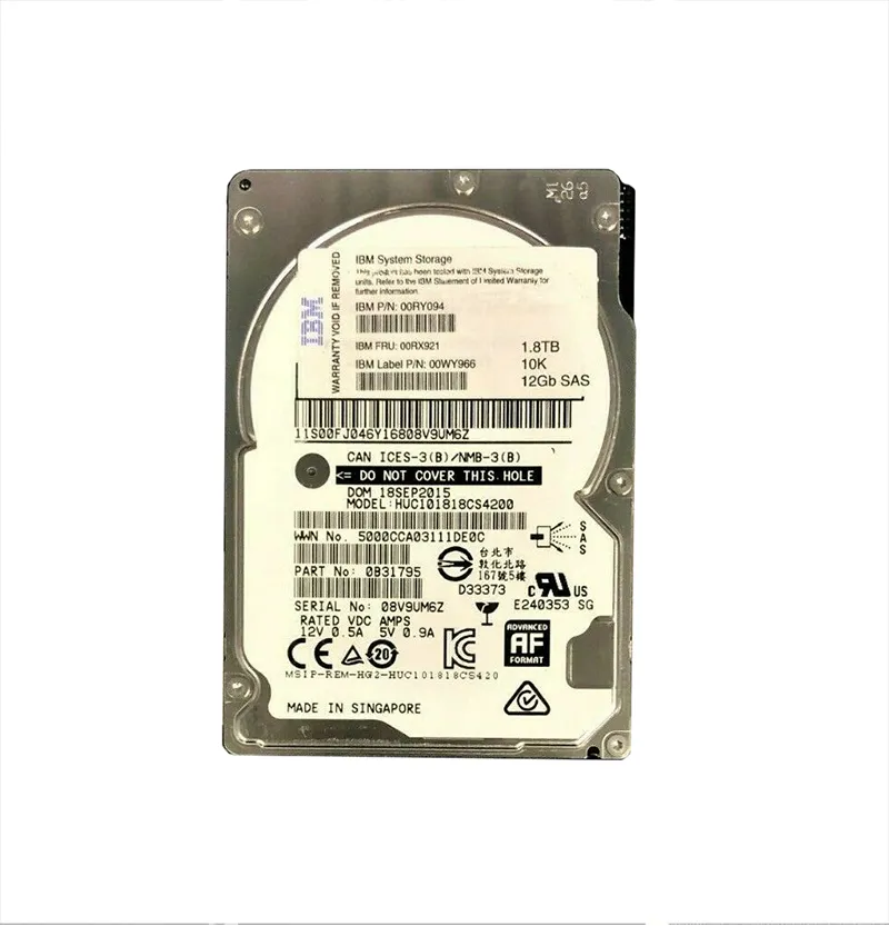 00RX921 - IBM 1.8TB 10000RPM SAS 12Gb/s 2.5-Inch Hard Drive