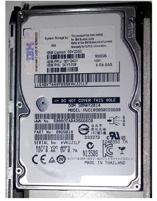 00Y2431 - IBM 900GB 10000RPM SAS 6GB/s SFF Hard Drive with Tray