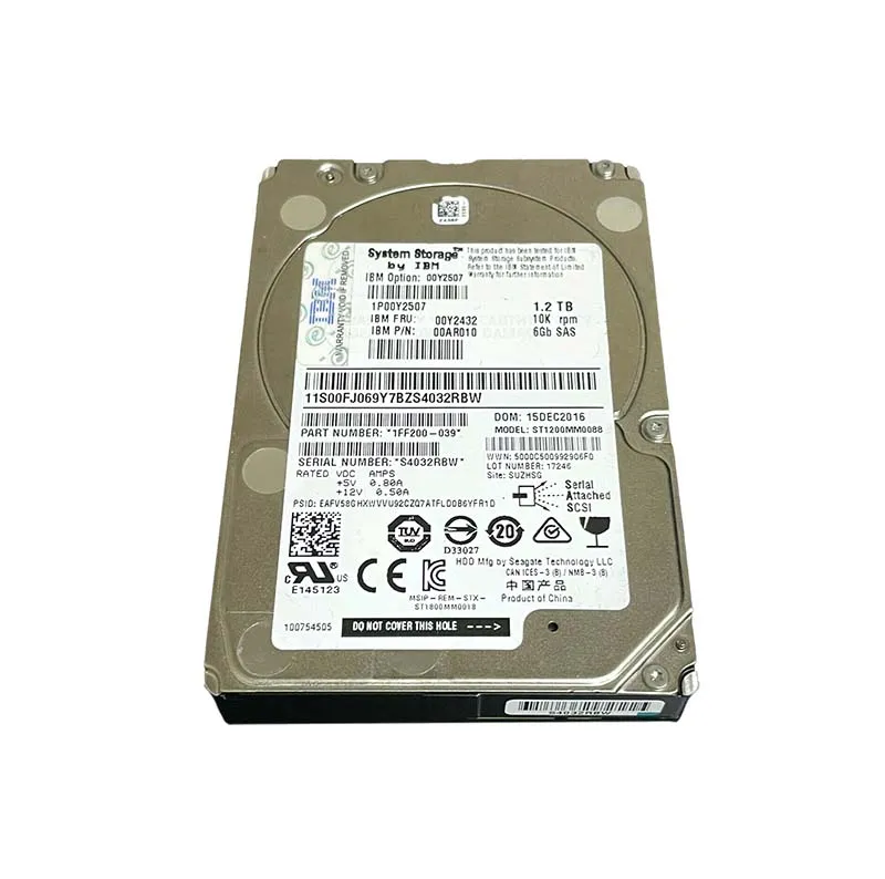 HDD Server IBM 1.2TB SAS 10K RPM 2.5" - 00Y2432 00Y2507 00AR010 Per Sistemi Enterprise