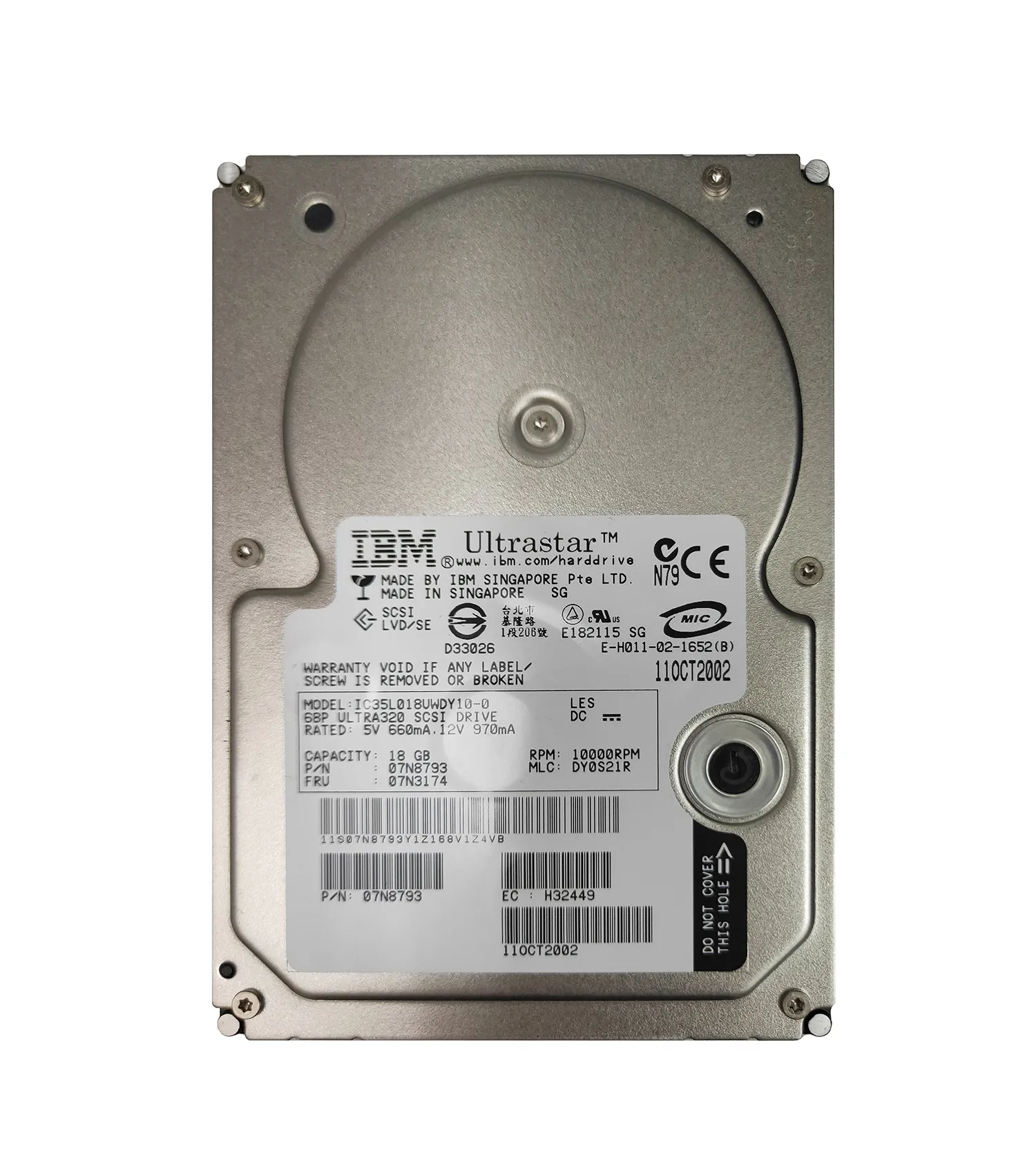 07N3174 - IBM 18GB 10000RPM Ultra 320 SCSI 3.5-inch Hard Drive