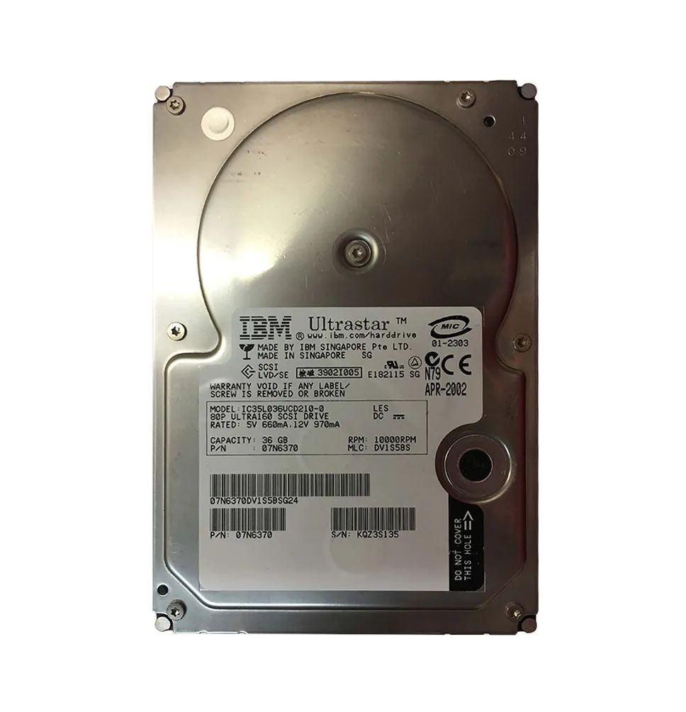 07N6370 - IBM 36.7GB 10000RPM Ultra-160 SCSI 3.5-inch Hard Disk Drive
