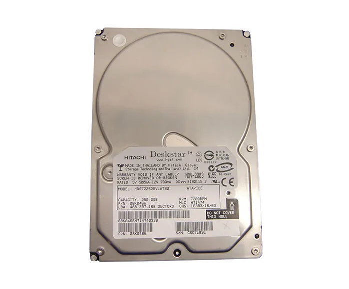 08K0466 - Hitachi Deskstar 250GB 7200RPM ATA-100 8MB Cache 3.5-inch H…