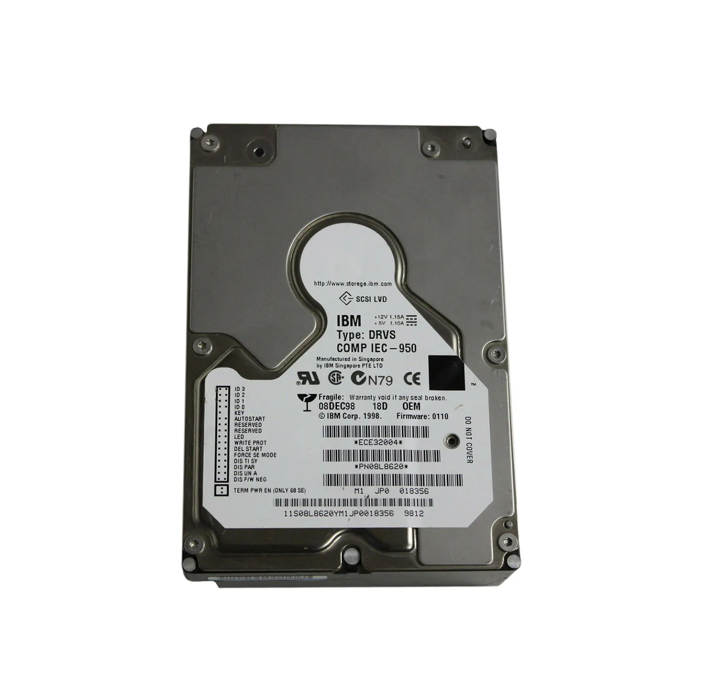 08L8620 - IBM 9GB 10000RPM Ultra2 Wide SCSI 3.5-inch Hard Drive