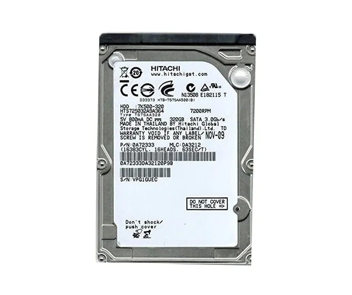 0A72333 - Hitachi TravelStar 7K500 320GB 7200RPM 16MB Cache SATA 3GB/…
