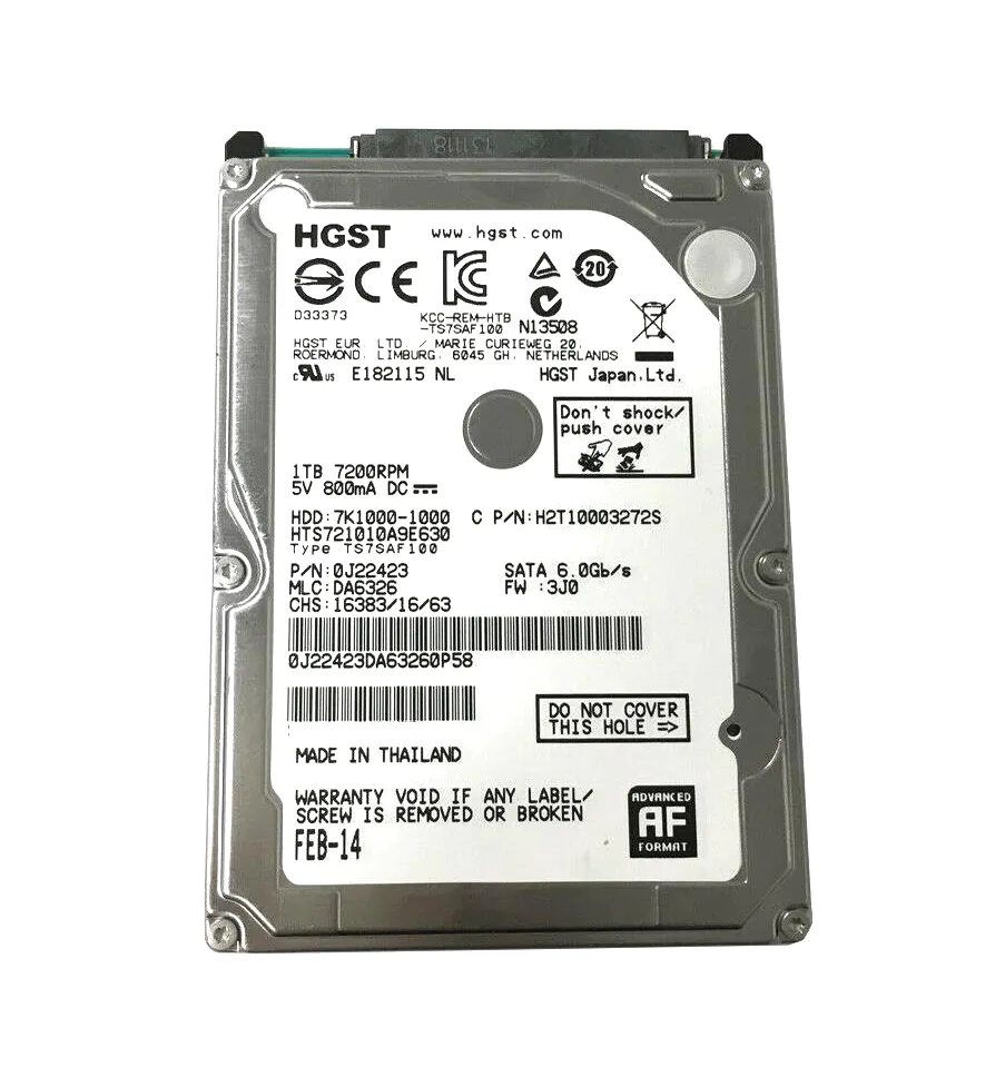 PCパーツ Hitachi Travelstar 0j22423?1tb 7.2?K RPM 2.5?&quot; sata-6gb / S HDD Hitachi 0J22423 - 1TB 7.2K RPM SATA 9.5mm 2.5