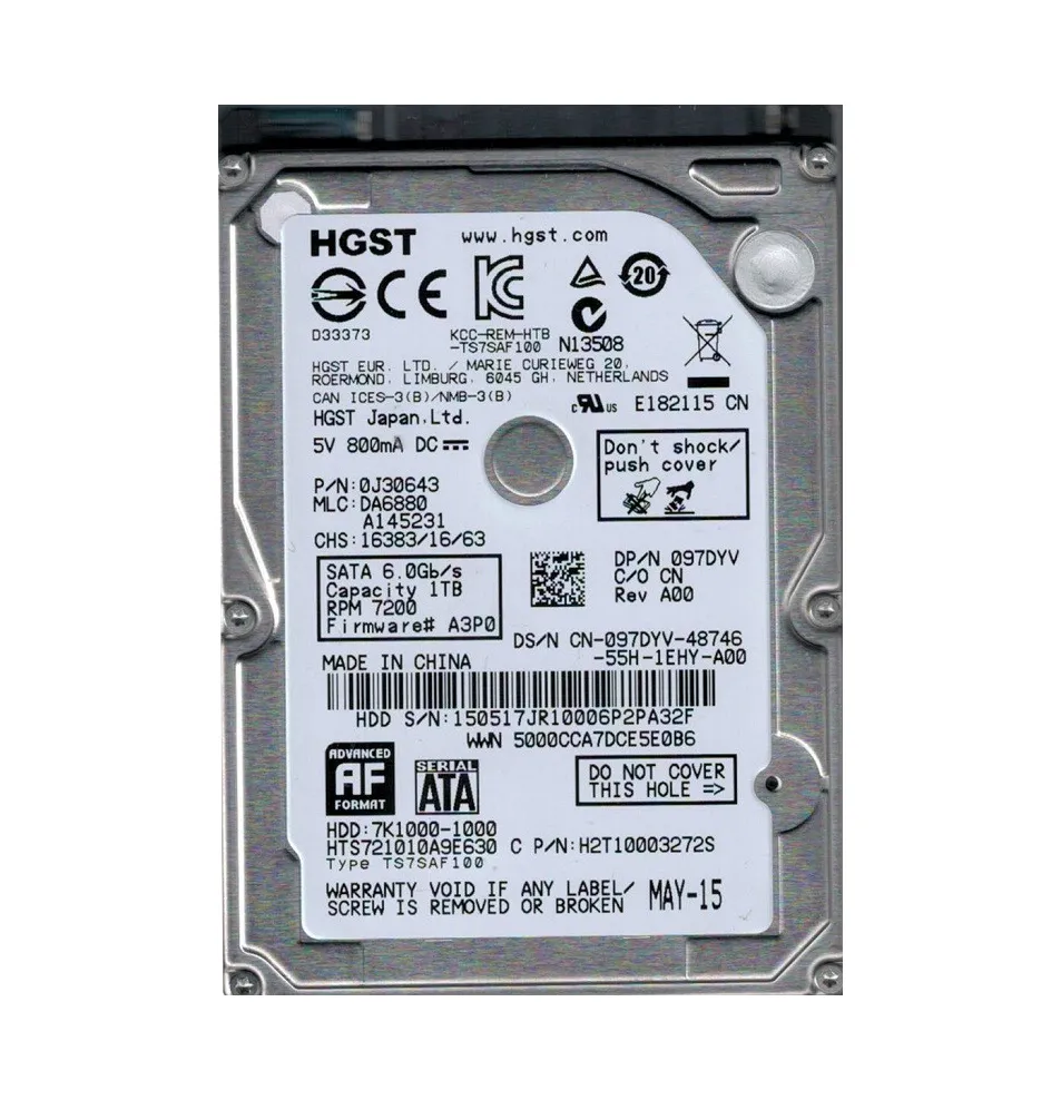 0J30643 - Hitachi 1TB 7200RPM SATA 6Gb/s 32MB Cache 2.5-Inch Hard