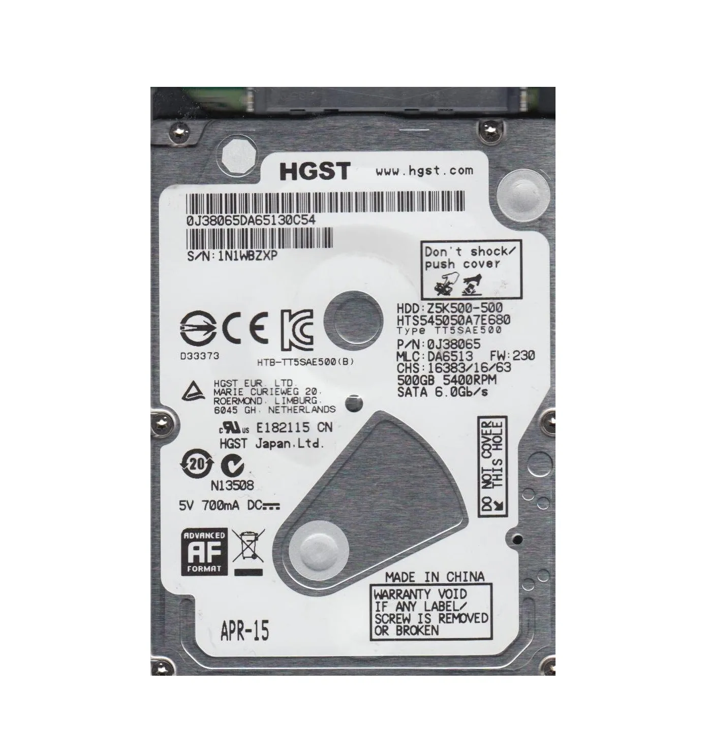 H2T500854S - Hitachi 500GB 5400RPM SATA 3Gb/s 2.5-in Hard Drive