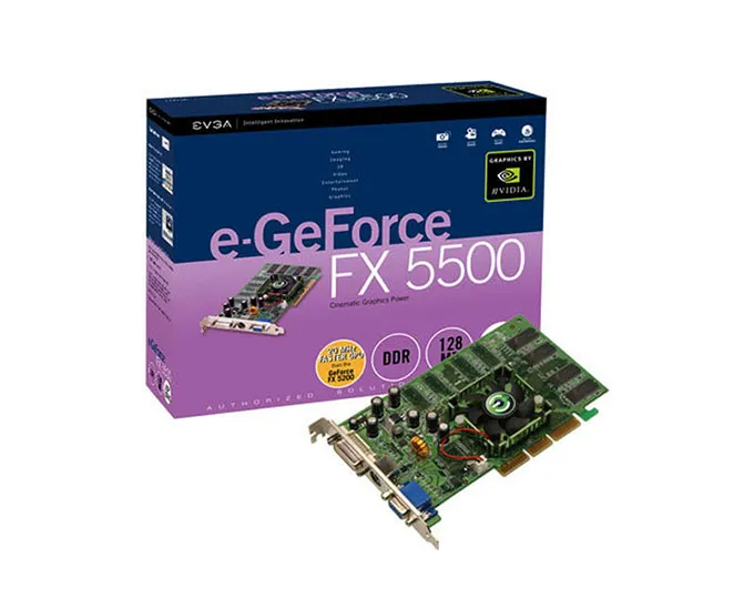 128-P1-N320-KR - EVGA Nvidia GeForce FX 5500 128MB 64-Bit DDR PCI DVI…