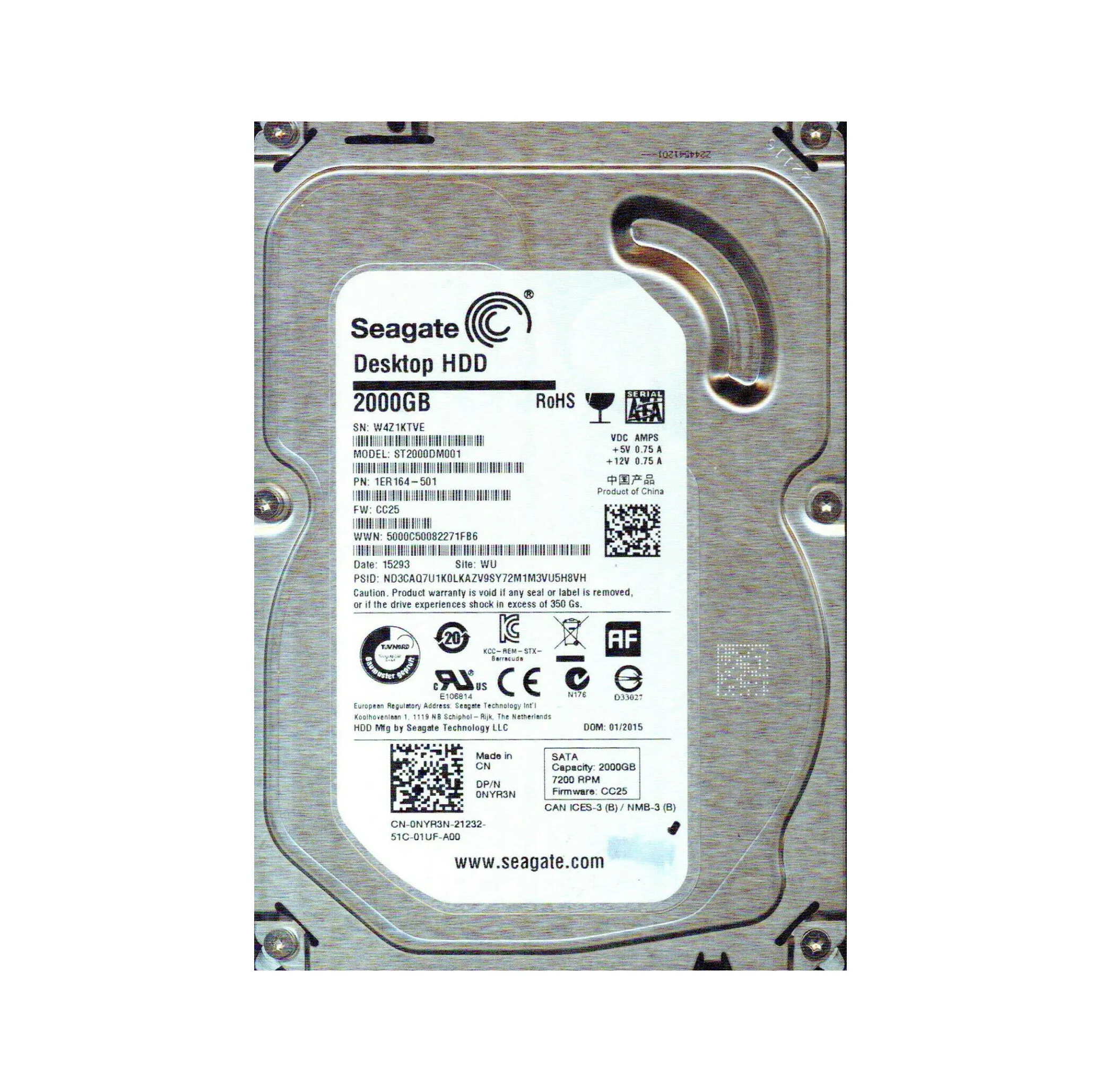 1ER164-501 - Seagate BarraCuda 2TB 7.2K SATA 6Gb⁄s NCQ