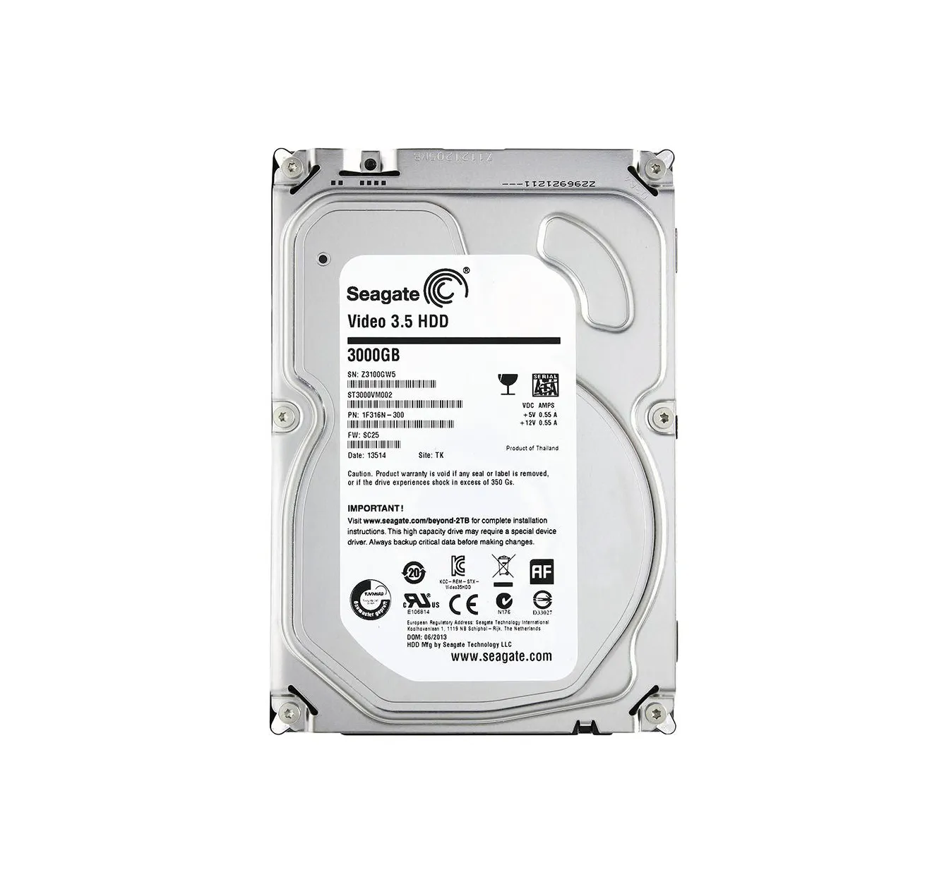 1F316N-300 - Seagate Video 3.5 3TB 5900RPM SATA 6Gb/s NCQ 1F316N-300 - Seagate Video 3.5 3TB 5900RPM SATA 6Gb/s NCQ