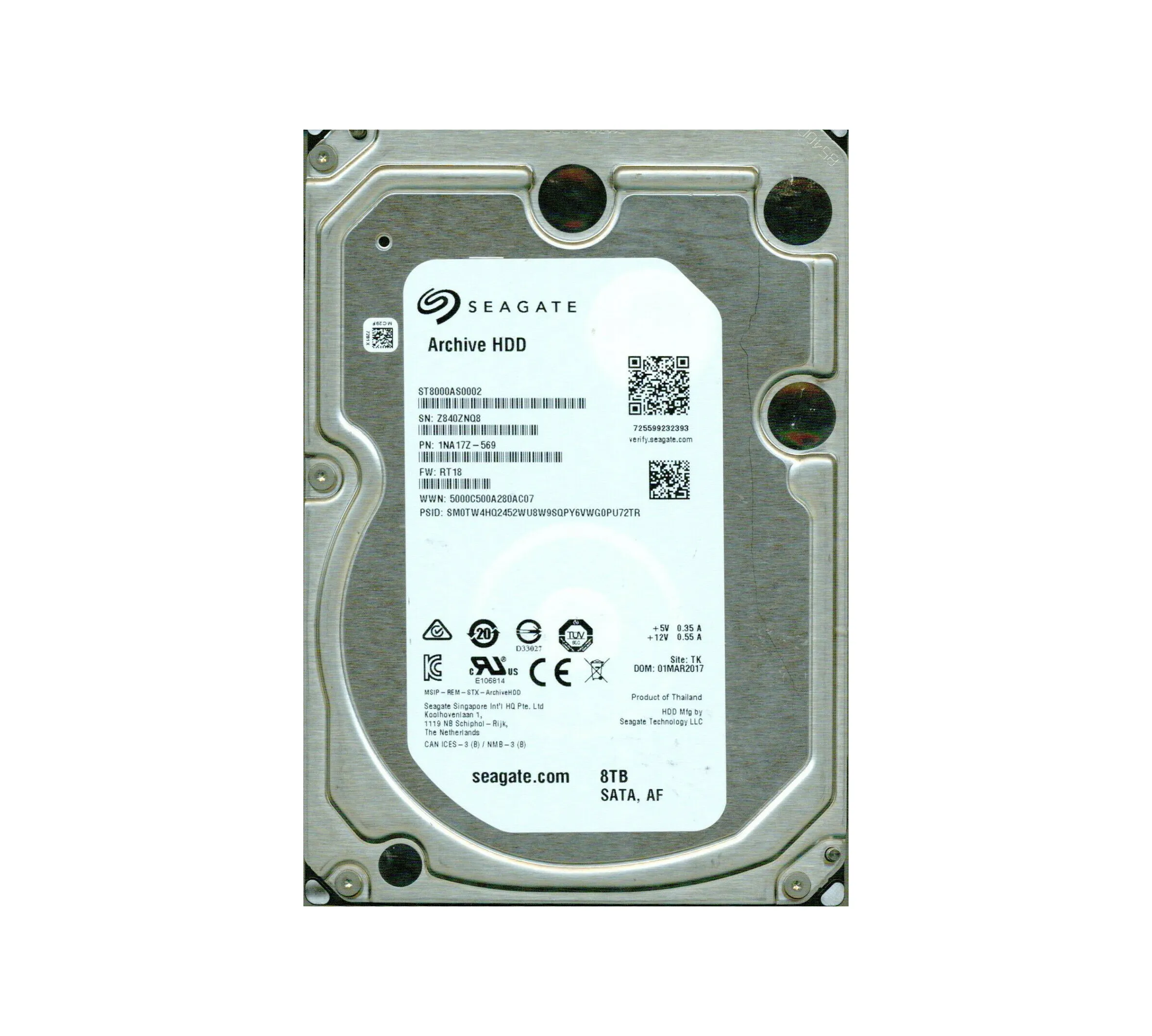 Seagate Archive HDD 8TB SATA 3.5インチ