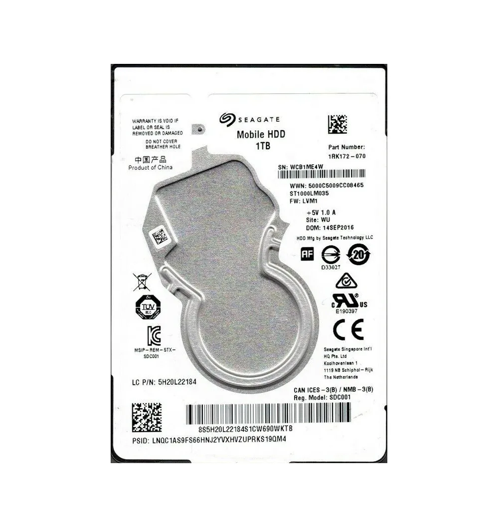 1RK172-070 - Seagate Mobile 1TB 5400RPM SATA 6Gb/s 128MB Cache