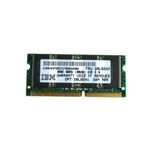 20L0241 - IBM 64MB 66MHz PC66 non-ECC Unbuffered CL2 144-Pin SoDimm M…