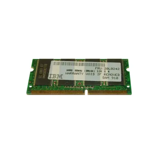 20L0242 - IBM 64MB 66MHz PC66 non-ECC Unbuffered CL2 144-Pin SoDimm M…