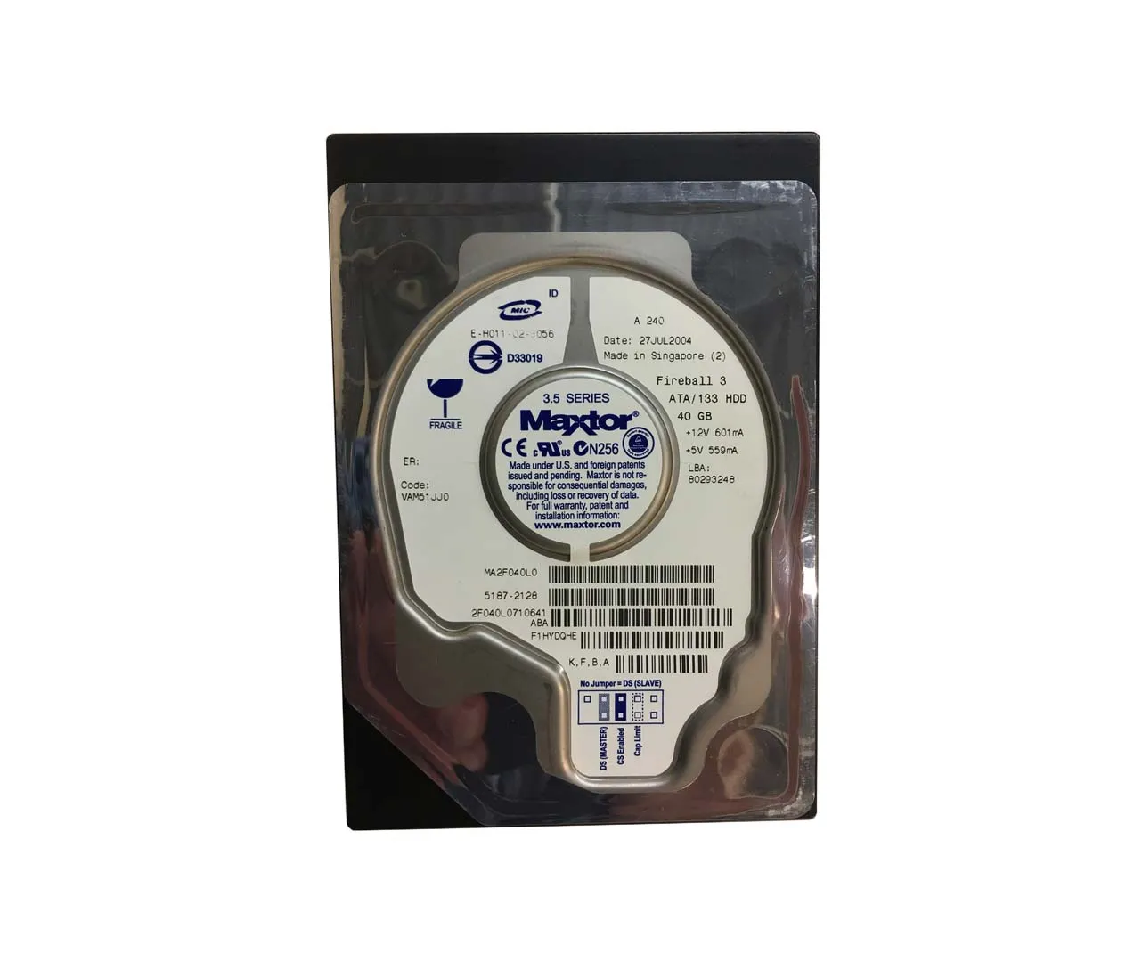 2F040L0710641 - Maxtor Fireball 3 40GB 5400RPM ATA-133 2MB Cache 3.5-…