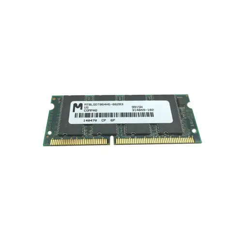 314849-102 - Compaq 64MB 100MHz PC100 non-ECC Unbuffered CL2 144-Pin …