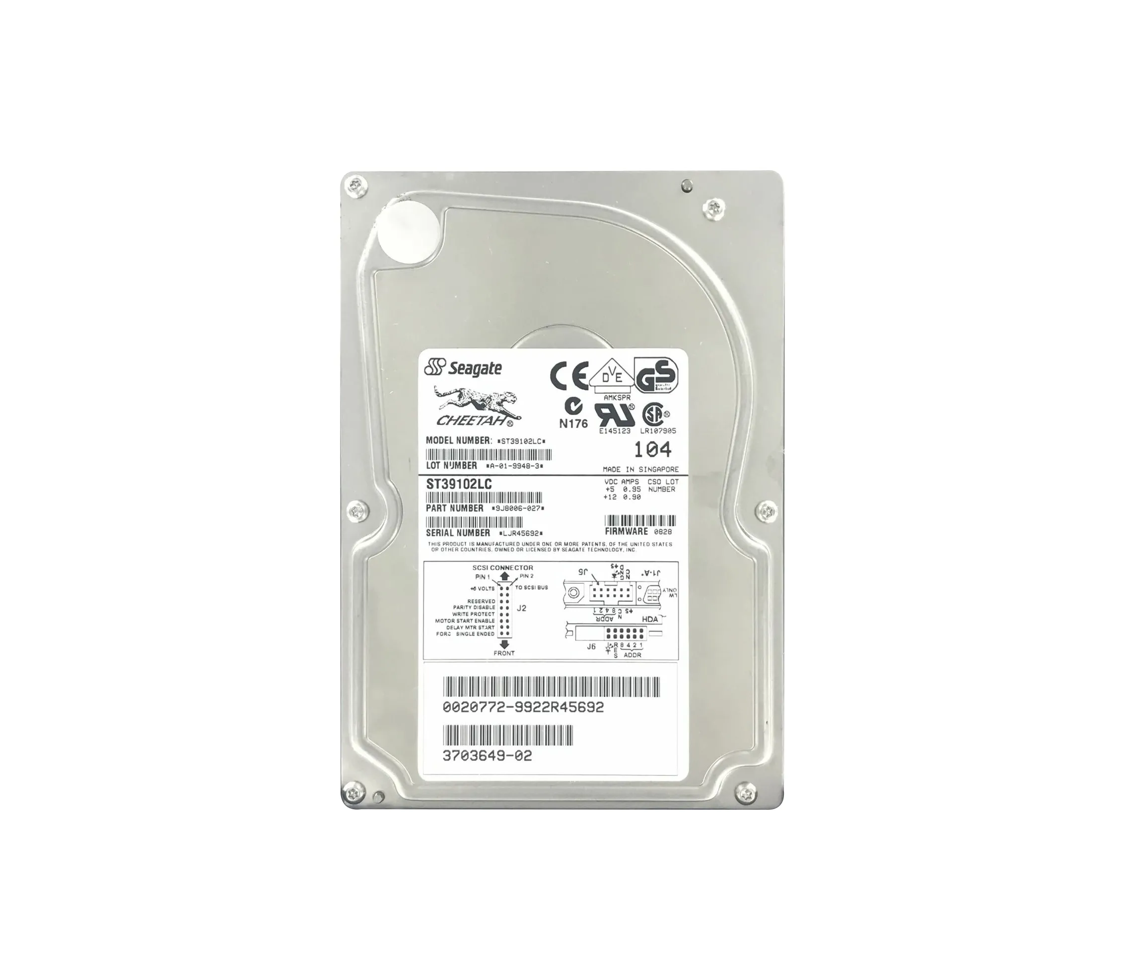 3703649-02 - Sun 9.1GB 10000RPM Ultra2 Wide SCSI 80-Pin 1MB Cache 3.5…