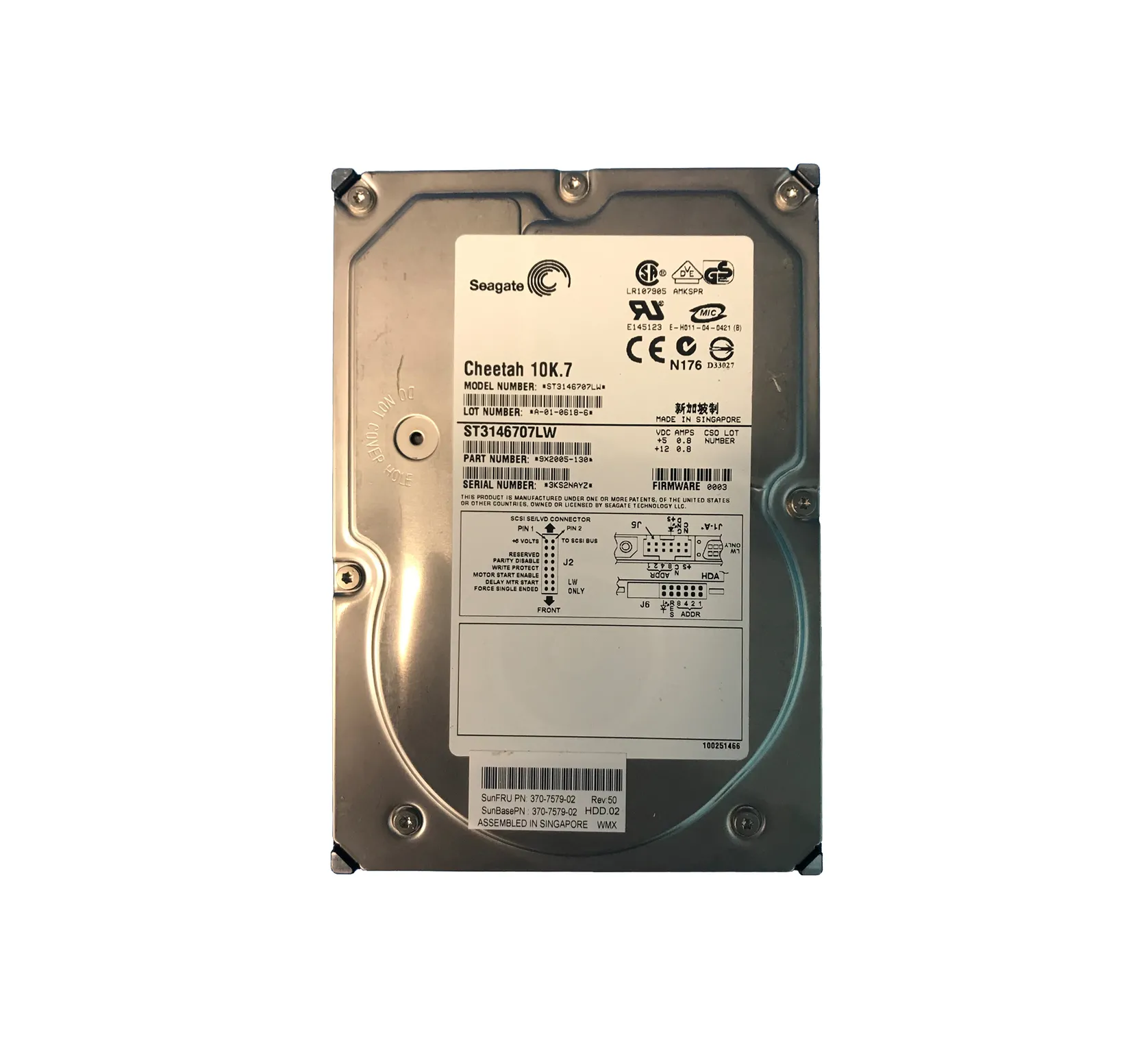 3707579-02 - Sun 146GB 10000RPM Ultra-320 SCSI Non Hot-Plug 68-Pin 3.…
