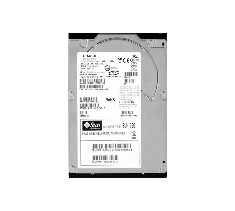390-0265-02 - Sun 73GB 10000RPM Ultra-320 SCSI Hot Swap LVD 80-Pin 3.…