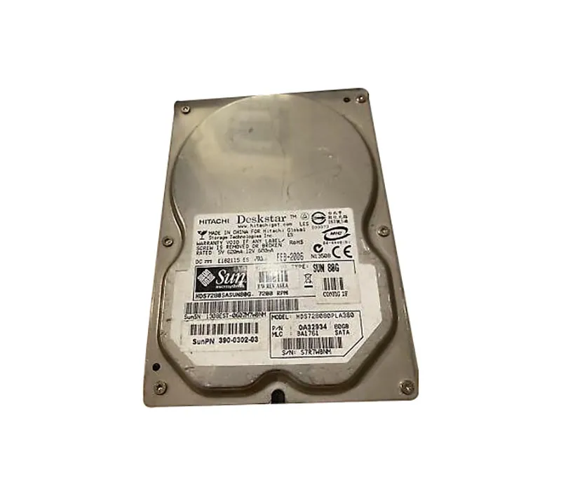 390-0302 - Sun 80GB 7200RPM SATA 3Gbps 8MB Cache 3.5-inch Internal Ha…