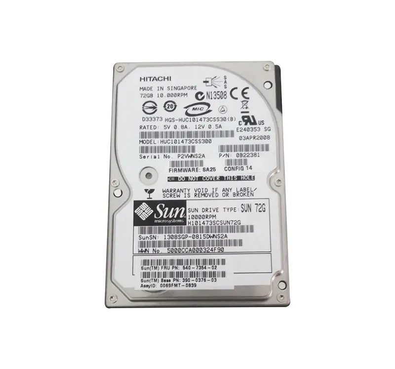 390-0376-03 Sun 72GB 10000RPM SAS 3GB/s 16MB Cache 2.5-inch Hard Drive