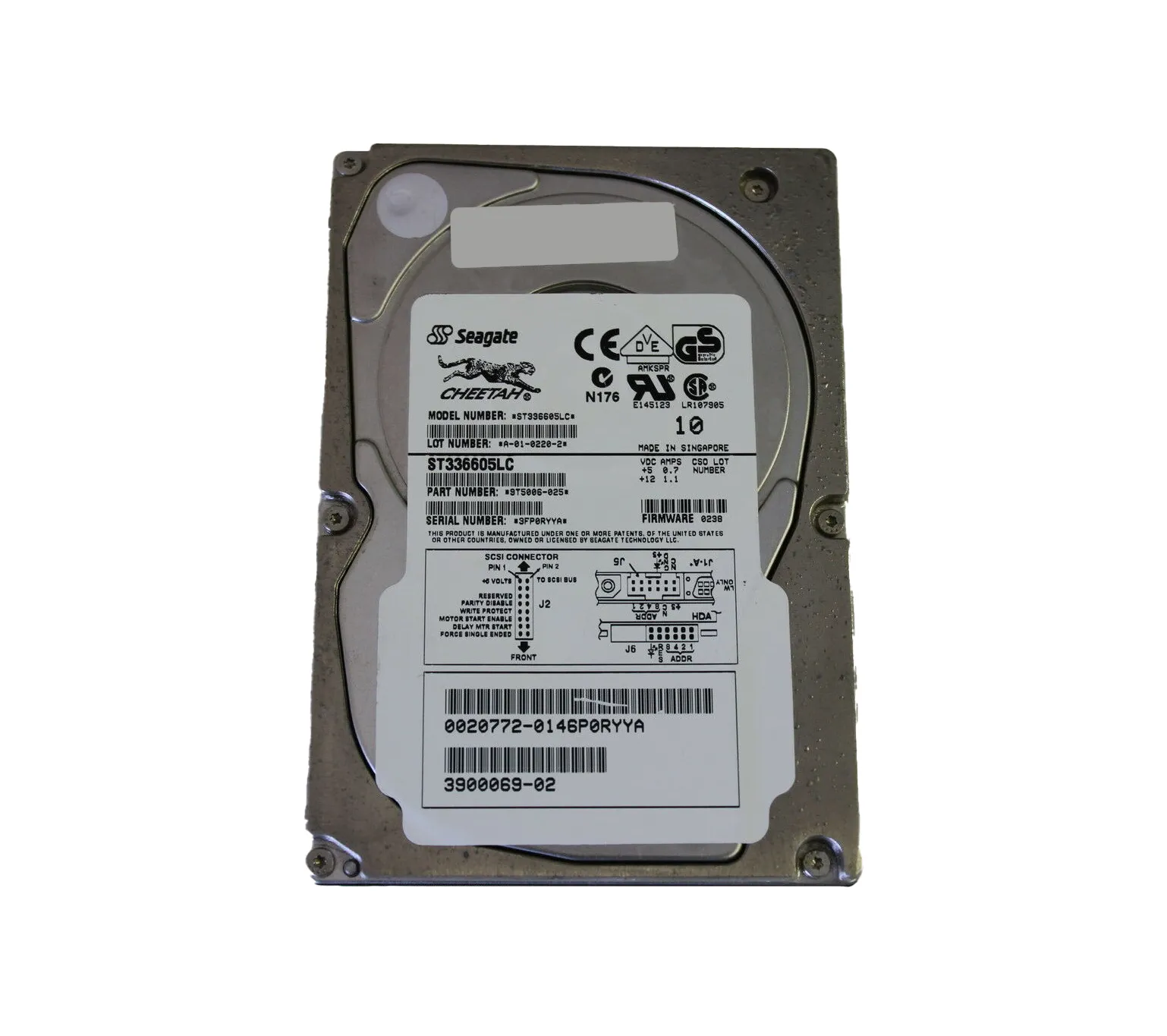 3900069-02 - Sun 36.4GB 10000RPM Ultra-160 SCSI LVD Hot-Pluggable 80-…