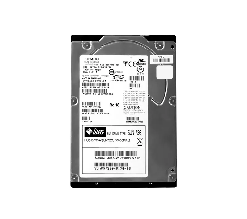 3900176-02 - Sun 73GB 10000RPM Ultra-320 SCSI LVD Hot-Pluggable 80-Pi…