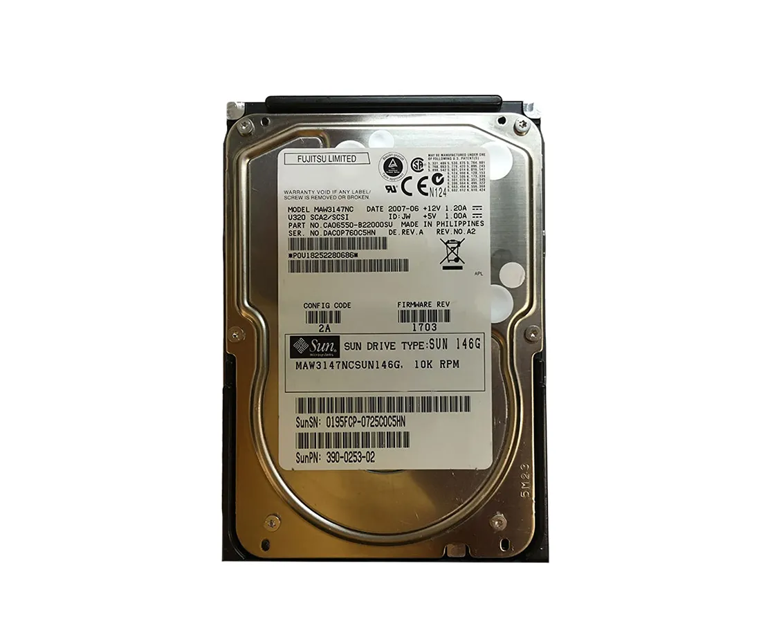 3900253-02 - Sun 146GB 10000RPM Ultra-320 SCSI LVD Hot-Pluggable 80-P…