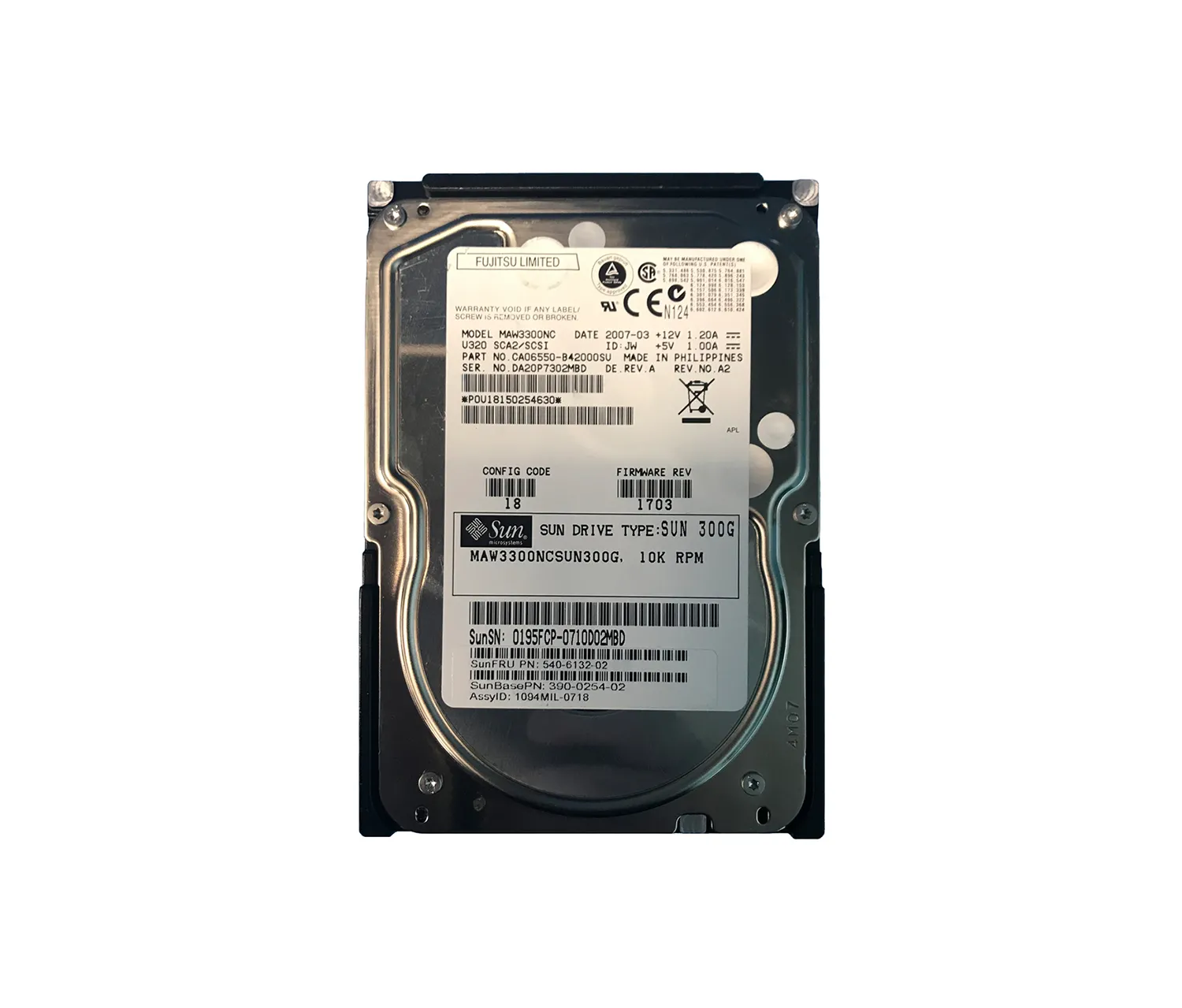 3900254-01 - Sun 300GB 10000RPM Ultra-320 SCSI LVD Hot-Pluggable 80-P…