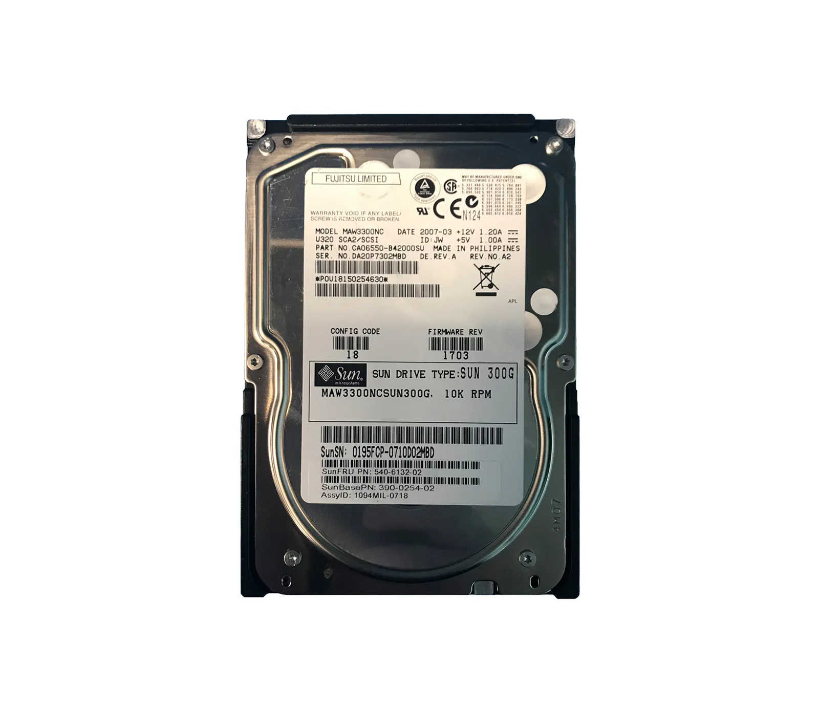 3900254-02 - Sun 300GB 10000RPM Ultra-320 SCSI LVD Hot-Pluggable 80-P…