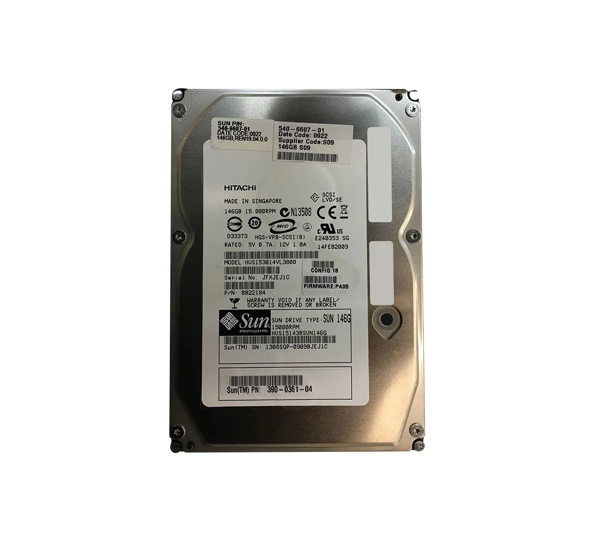 3900361-01 - Sun 146GB 15000RPM Ultra-320 SCSI LVD Hot-Pluggable 80-P…