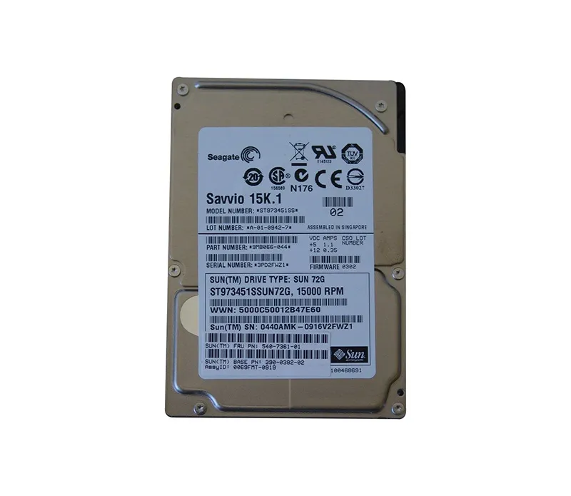 3900382-02 - Sun 73GB 15000RPM SAS 3GB/s 16MB Cache 2.5-inch Hard Dri…
