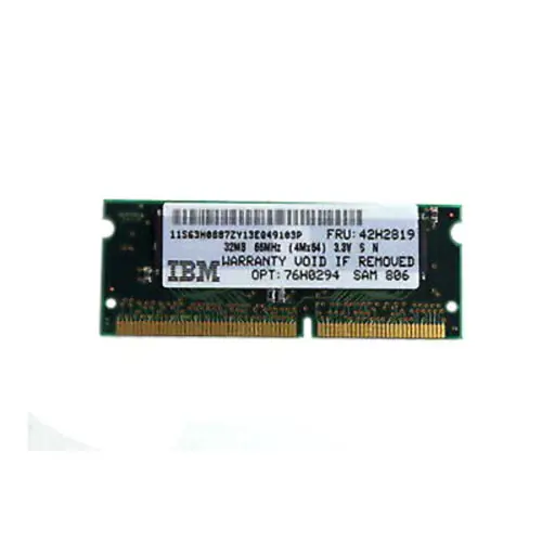 42H2819 - IBM 32MB 66MHz PC66 non-ECC Unbuffered CL2 144-pin SoDimm M…