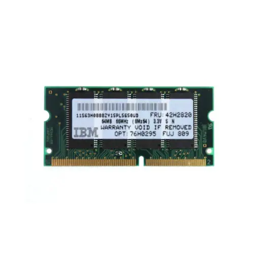 42H2820 - IBM 64MB 66MHz PC66 non-ECC Unbuffered CL2 144-Pin SoDimm M…