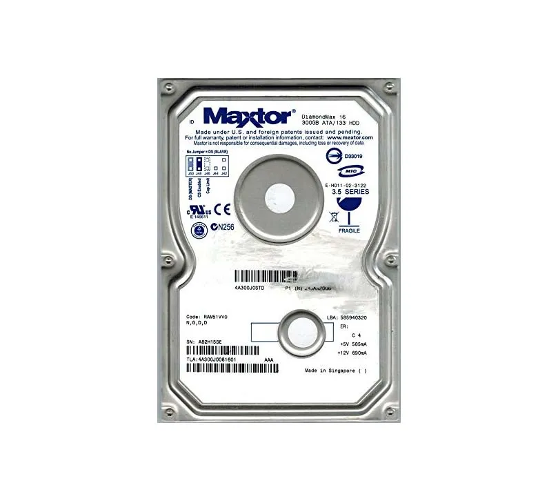 4A300J0 - Maxtor 300GB 5400RPM 2MB Cache ATA/IDE-133 Ultra- Dma 3.5-i…