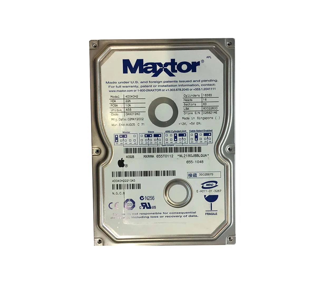 4D040H22210A5 - Maxtor DiamondMax D540X 40GB 5400RPM ATA-100 2MB Cach…