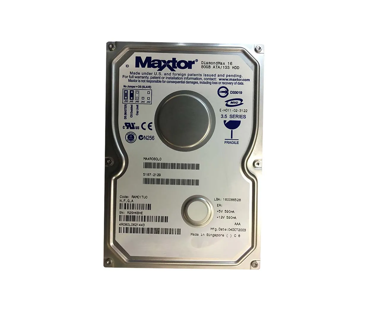 4R080L0621443 - Maxtor DiamondMax 16 80GB 5400RPM ATA-133 2MB Cache 3…