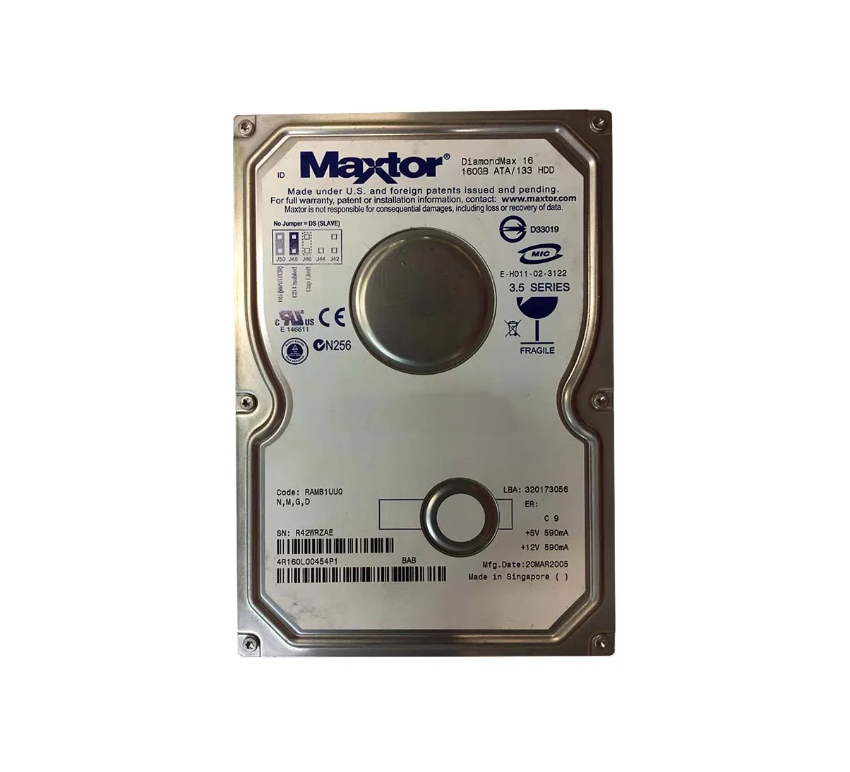 4R160L00454P1 - Maxtor DiamondMax 16 160GB 5400RPM ATA-133 2MB Cache …