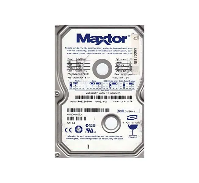 4W060H4 - Maxtor DiamondMax 536DX 60GB 5400RPM ATA-100 2MB Cache 3.5-…