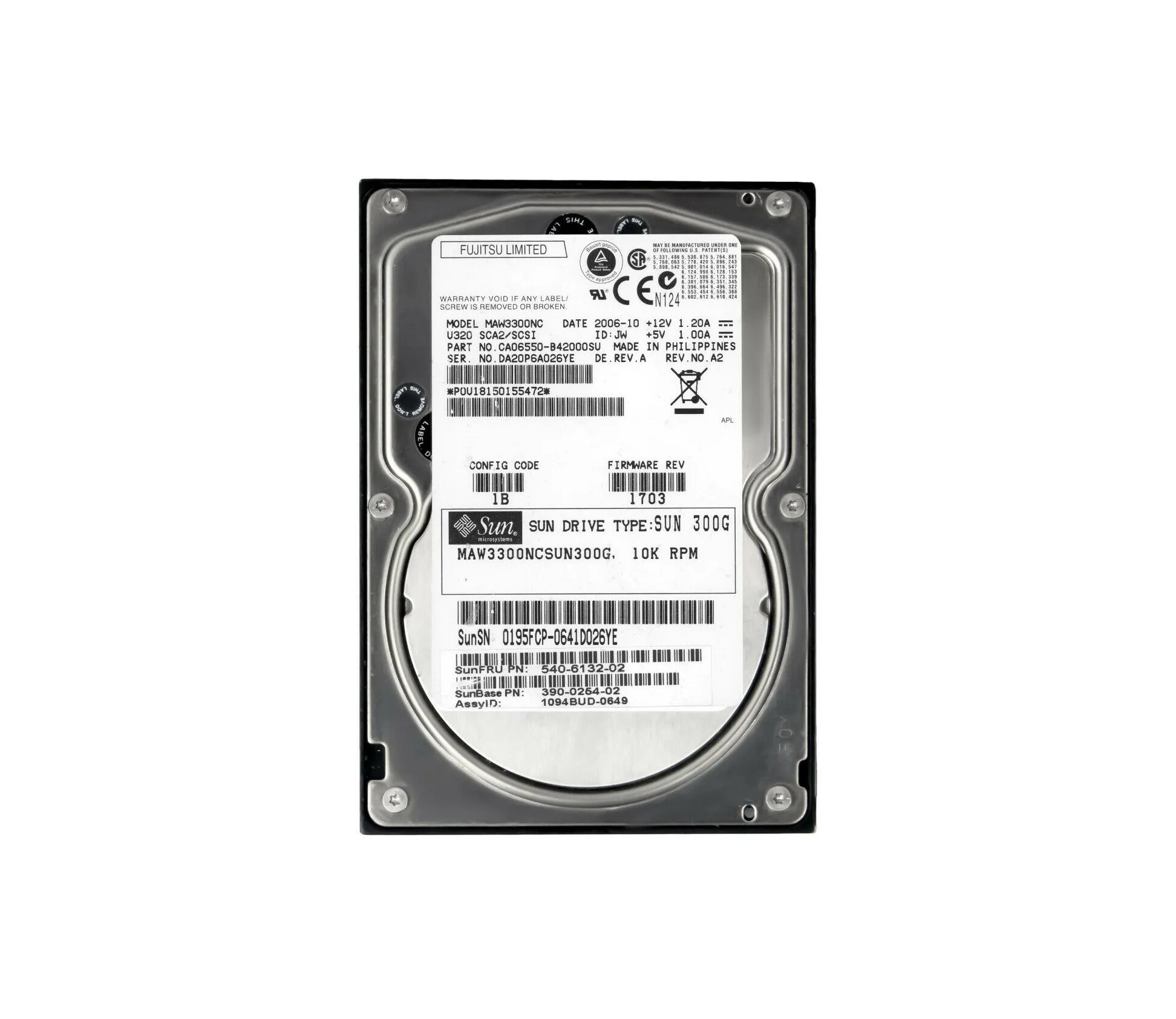 5406132-02 - Sun 300GB 10000RPM Ultra-320 SCSI LVD Hot-Pluggable 80-P…