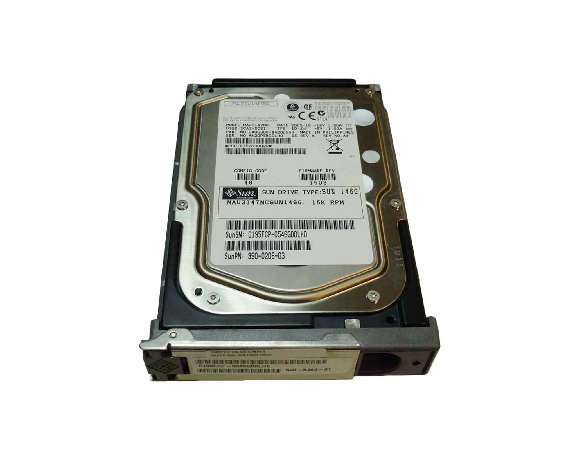 5406484-01 - Sun 146GB 15000RPM Ultra-320 SCSI LVD Hot-Pluggable 80-P…