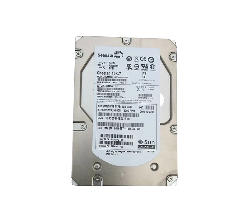 542-0143-02 - Sun 600GB 15000RPM SAS 6GB/s Hot-Pluggable 16MB Cache 3…