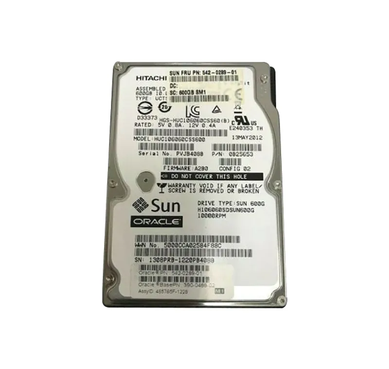 542-0289 - Sun 600GB 10000RPM SAS 6Gb/s 2.5inch Hard Drive with Brack…