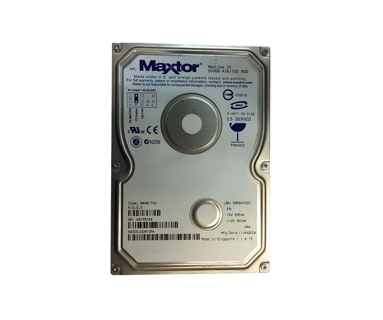 5A300J00810R4 - Maxtor MaXLine II 300GB 5400RPM ATA-133 2MB Cache 3.5…