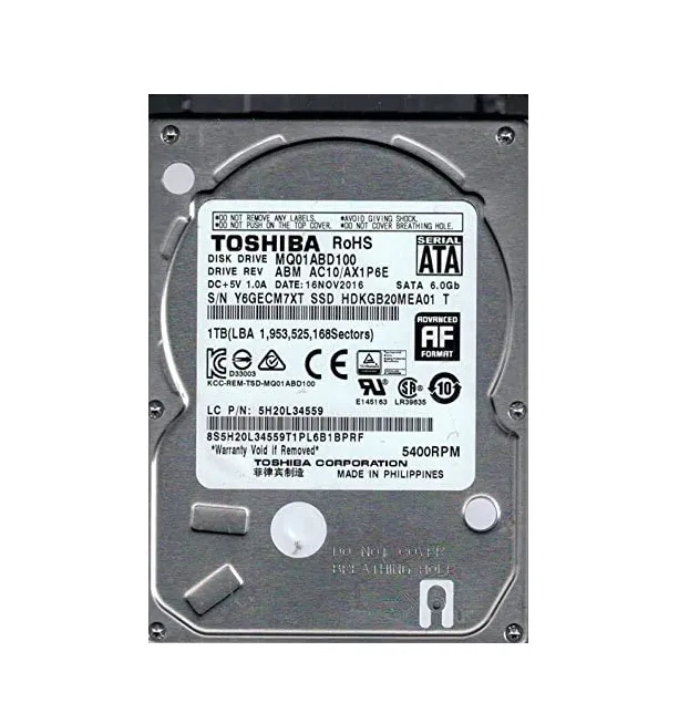 MQ04ABF100 - Toshiba 1TB 5400RPM SATA 6Gb/s 2.5-in Hard Drive