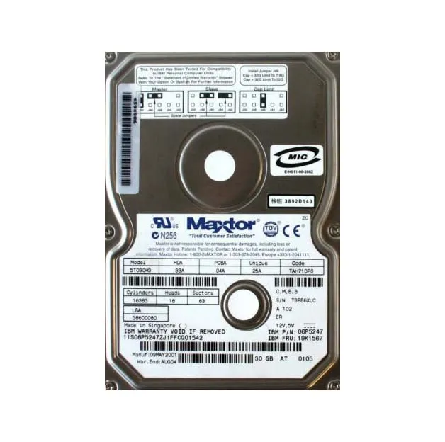5T030H3 - Maxtor DiamondMax Plus 60 30.7GB 7200RPM IDE / ATA-100 2MB …