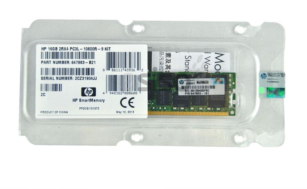 647883-S21 - HP 16GB DDR3-1333MHz PC3-10600 ECC Registered CL9 240-Pi…